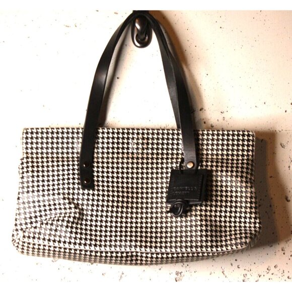 Daniella Lehavi Italian Leather Handbag in Black & White Houndstooth Pattern - Picture 2 of 10